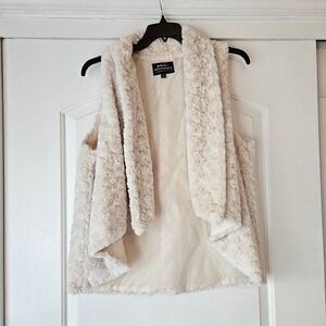 Montana Co Womens XL Extra Large Faux Fur Vest White Cozy Ski Winter Hygge Soft‎
